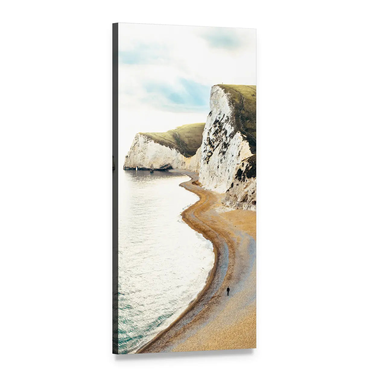 Natural Rocks and Ocean Waves Vertical Canvas Wall Art, 1 panel 1 Vertical layout gallery wrapped canvas set, angled product view