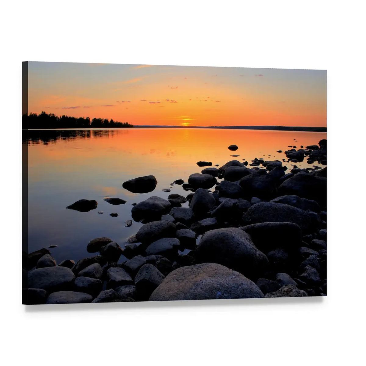 Beach At Sunset In Sweden Canvas Wall Art, single panel gallery wrapped canvas, angled product view