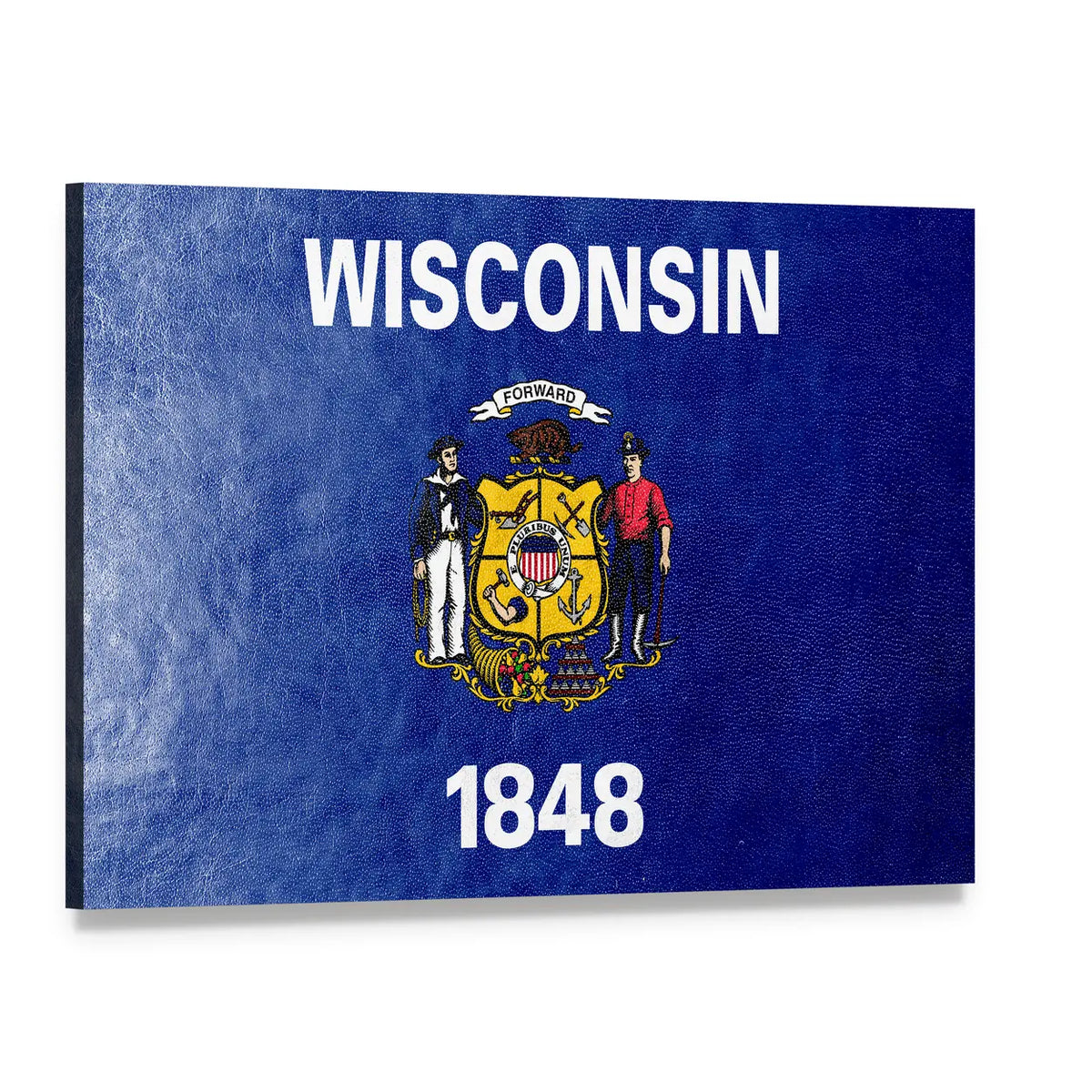 Wisconsin State Flag Canvas Wall Art, single panel gallery wrapped canvas, angled product view