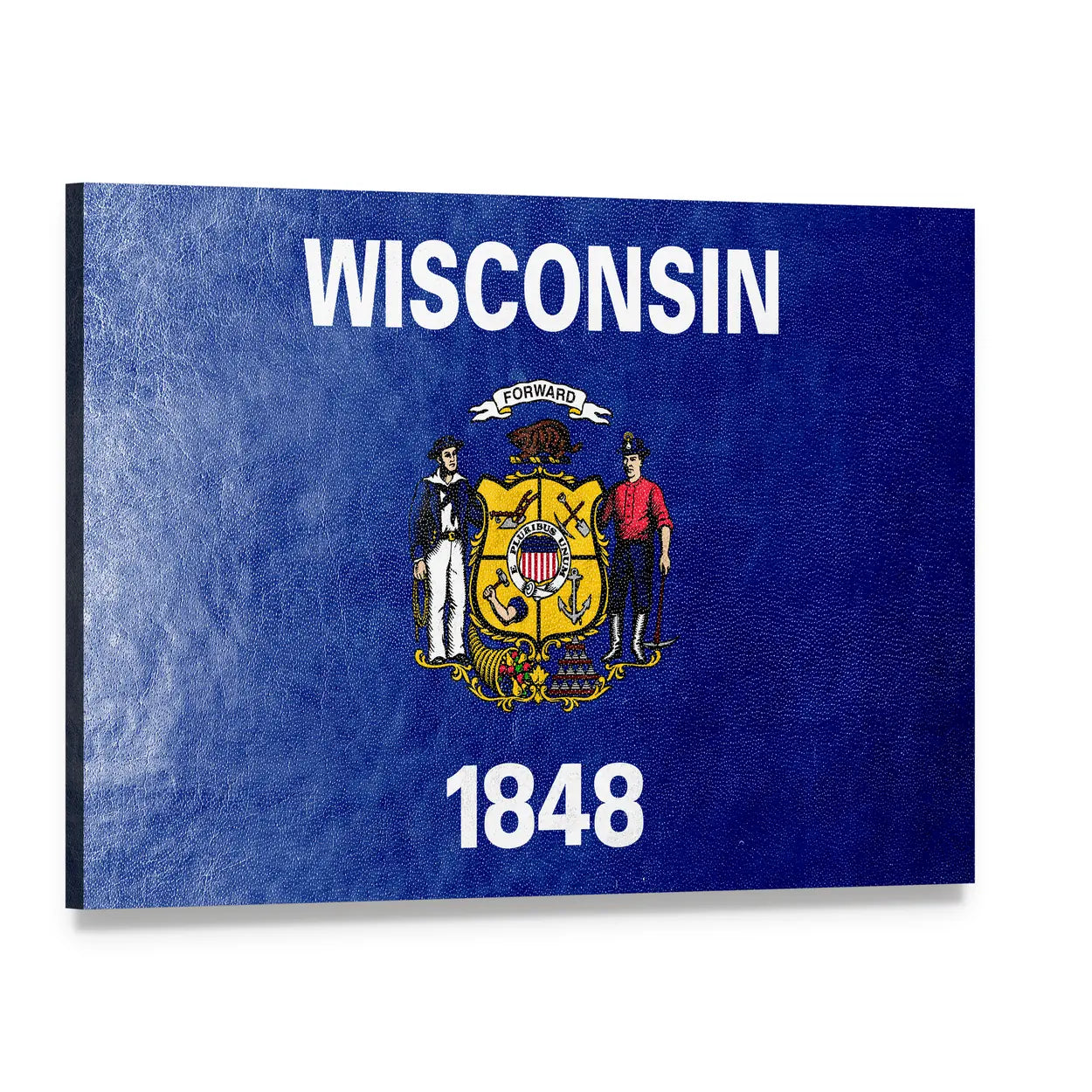 Wisconsin State Flag Canvas Wall Art, single panel gallery wrapped canvas, angled product view