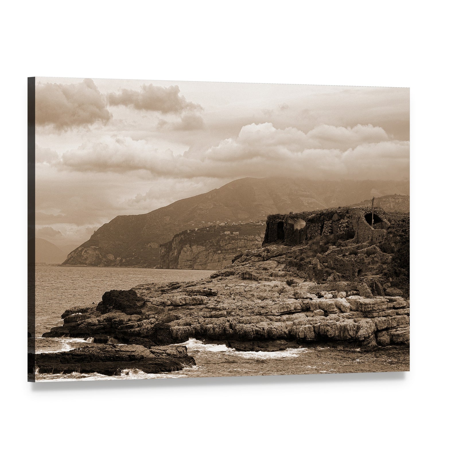 Capo Di Sorrento Baths of Queen Giovanna Canvas Wall Art, single panel gallery wrapped canvas, angled product view