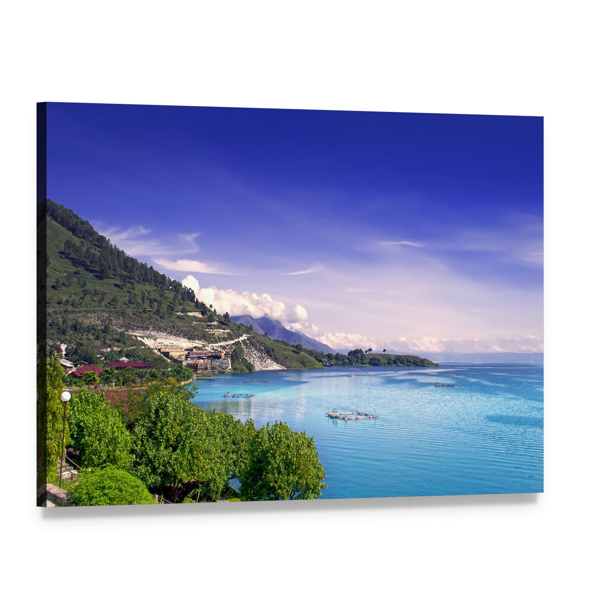 View of Lake Toba Canvas Wall Art, single panel gallery wrapped canvas, angled product view