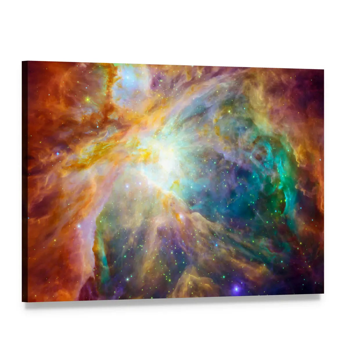 Orion Nebula Cosmic Cloud Canvas Wall Art, single panel gallery wrapped canvas, angled product view