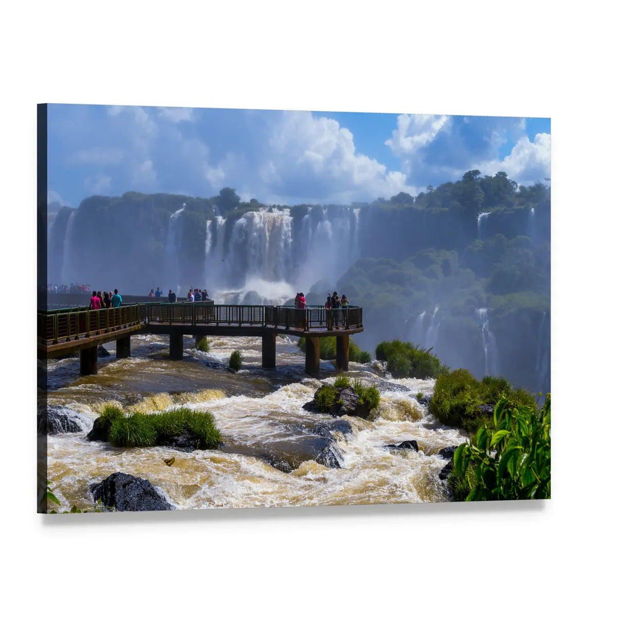 Iguassu Falls Overlook Canvas Wall Art, single panel gallery wrapped canvas, angled product view
