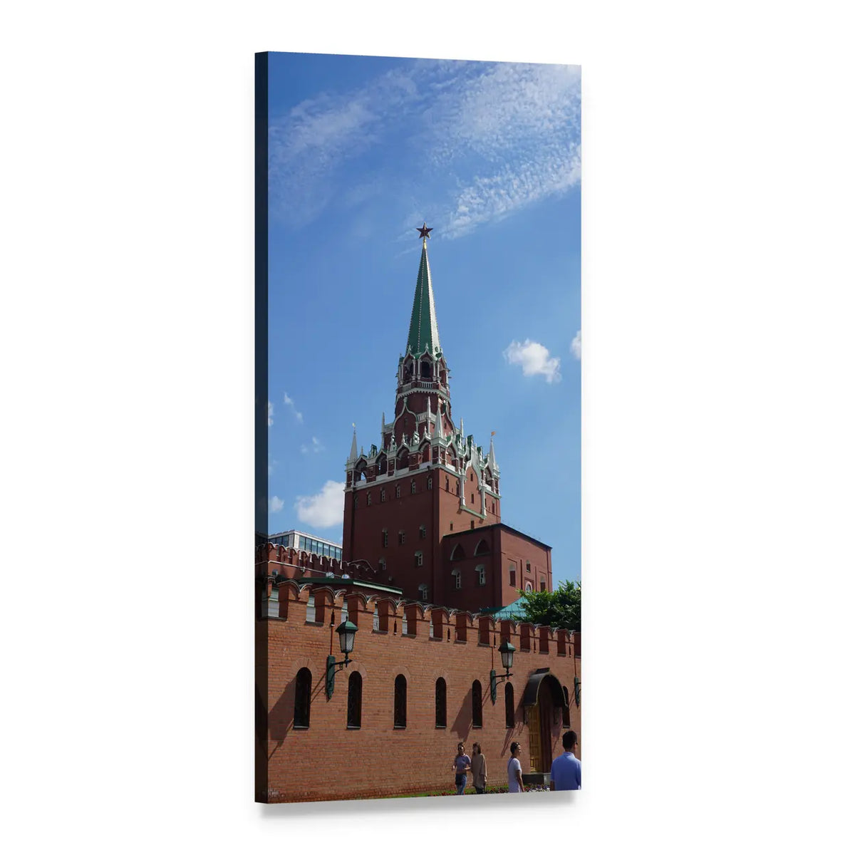 Kremlin Tower and Red Brick Vertical Canvas Wall Art, 1 panel 1 Vertical layout gallery wrapped canvas set, angled product view