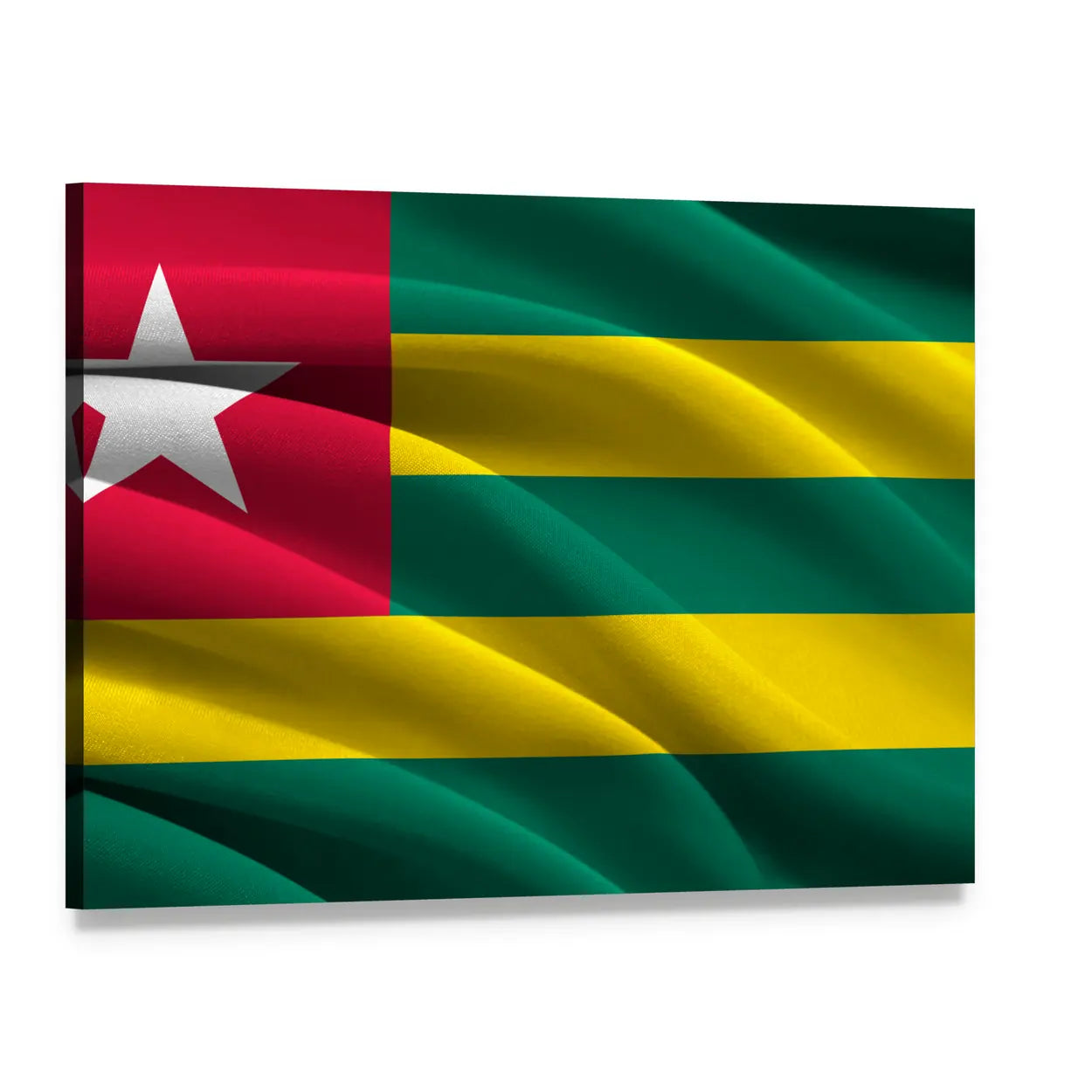 Waving Togo Flag Canvas Wall Art, single panel gallery wrapped canvas, angled product view