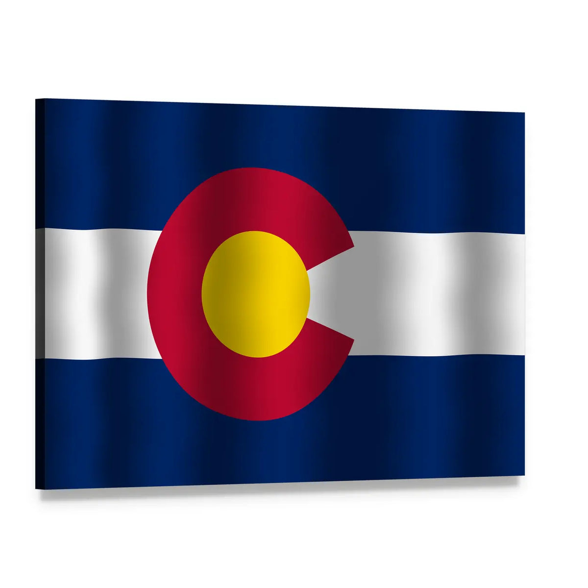 Waving Colorado State Flag Canvas Wall Art, single panel gallery wrapped canvas, angled product view