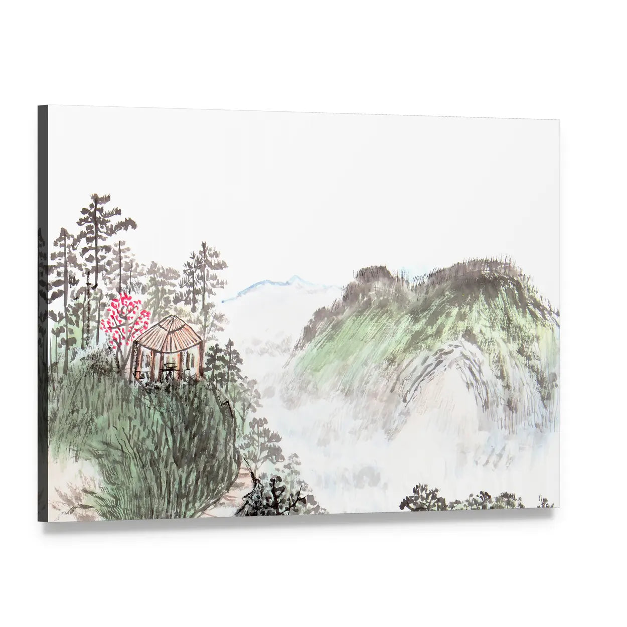 Chinese Landscape Abstract Canvas Wall Art, single panel gallery wrapped canvas, angled product view