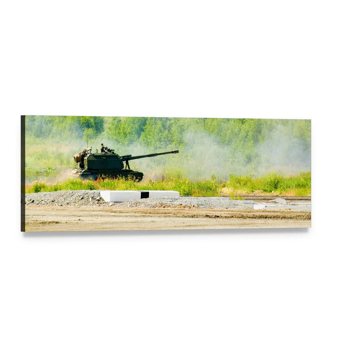 Tank in Nizhniy Tagil Panoramic Canvas Wall Art, single panel gallery wrapped canvas, angled product view