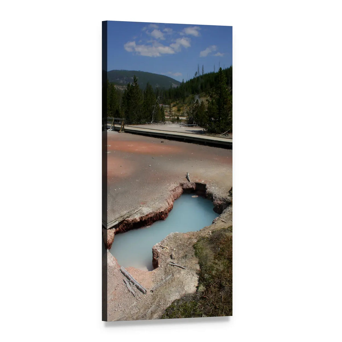 Yellowstone Hot Spring Vertical Canvas Wall Art, 1 panel 1 Vertical layout gallery wrapped canvas set, angled product view