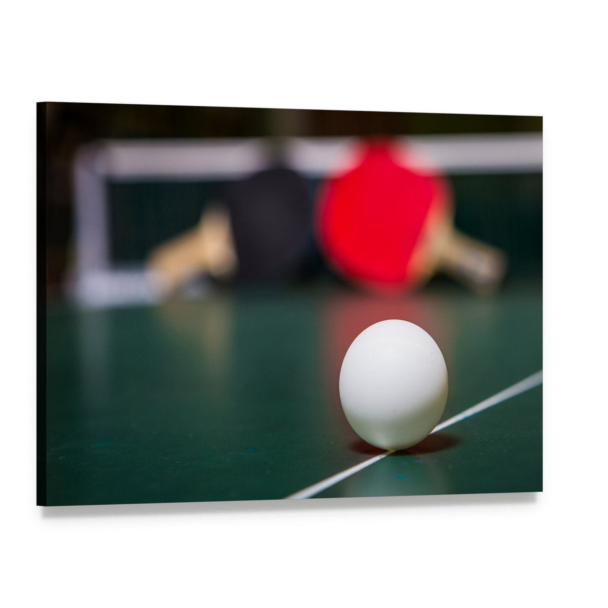 Table Tennis Ball Canvas Wall Art, single panel gallery wrapped canvas, angled product view