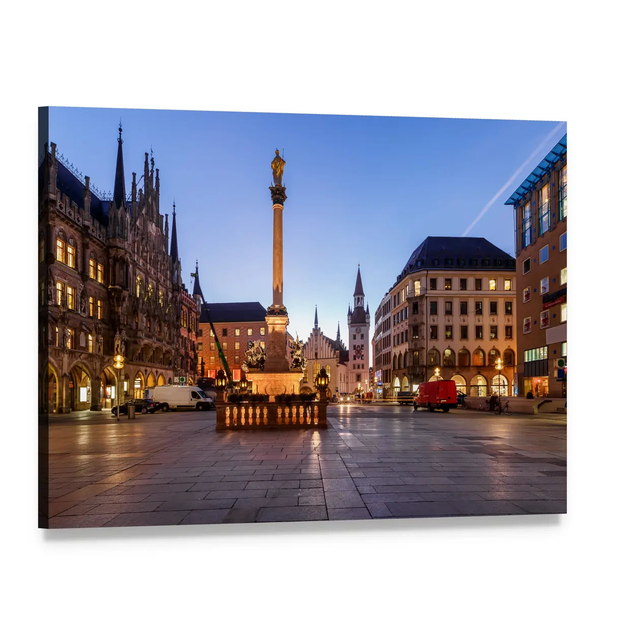 Gothic Town Hall at Dusk Canvas Wall Art, single panel gallery wrapped canvas, angled product view