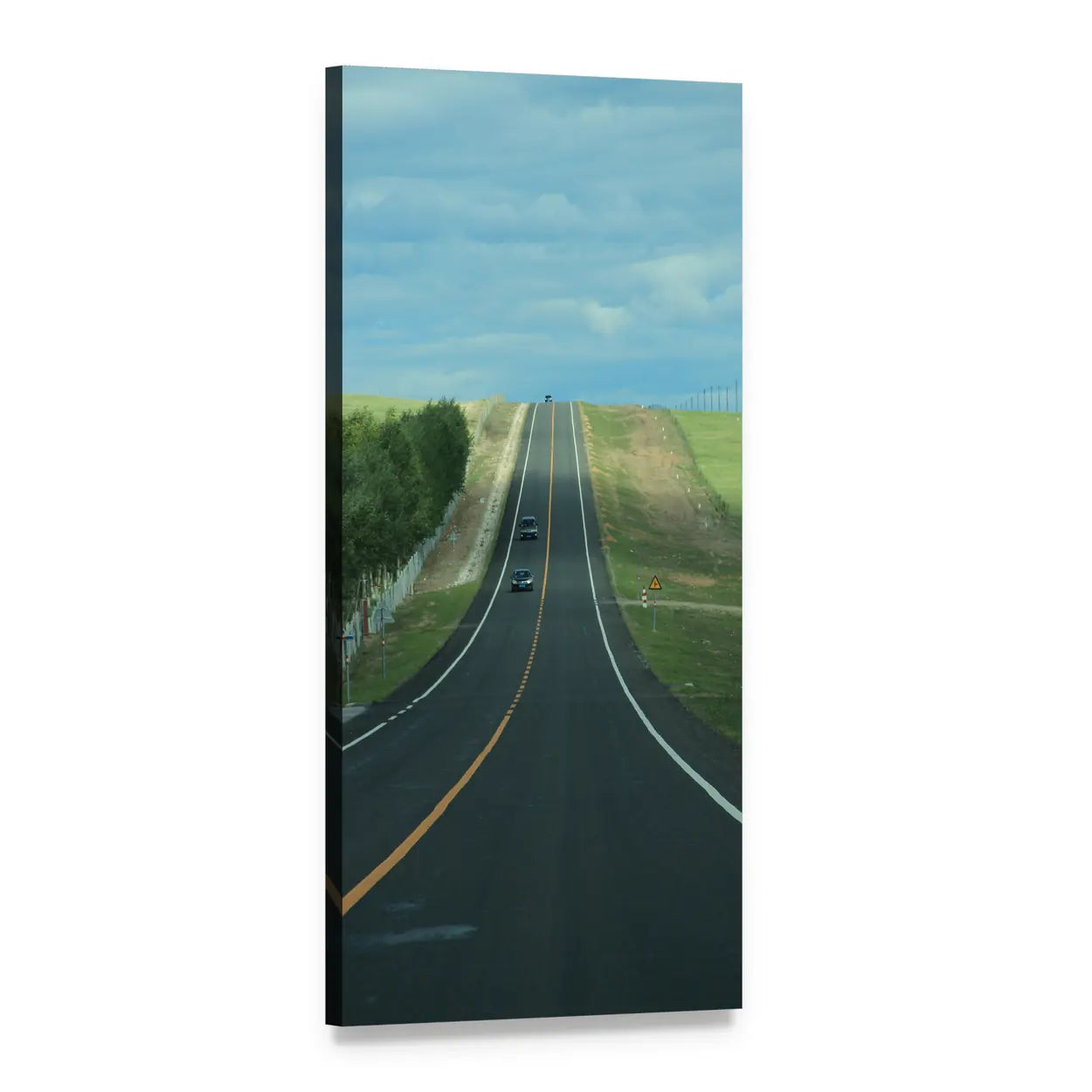 Prairie Highway Vertical Canvas Wall Art, 1 panel 1 Vertical layout gallery wrapped canvas set, angled product view