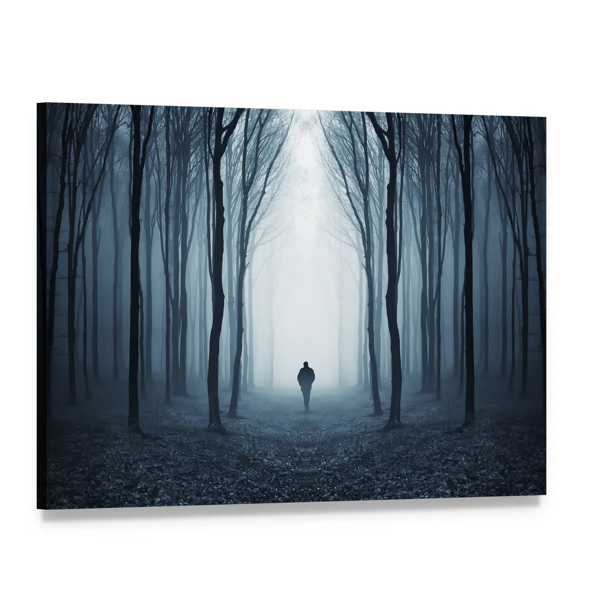 Man Walking Through A Fairytale Forest Canvas Wall Art, single panel gallery wrapped canvas, angled product view