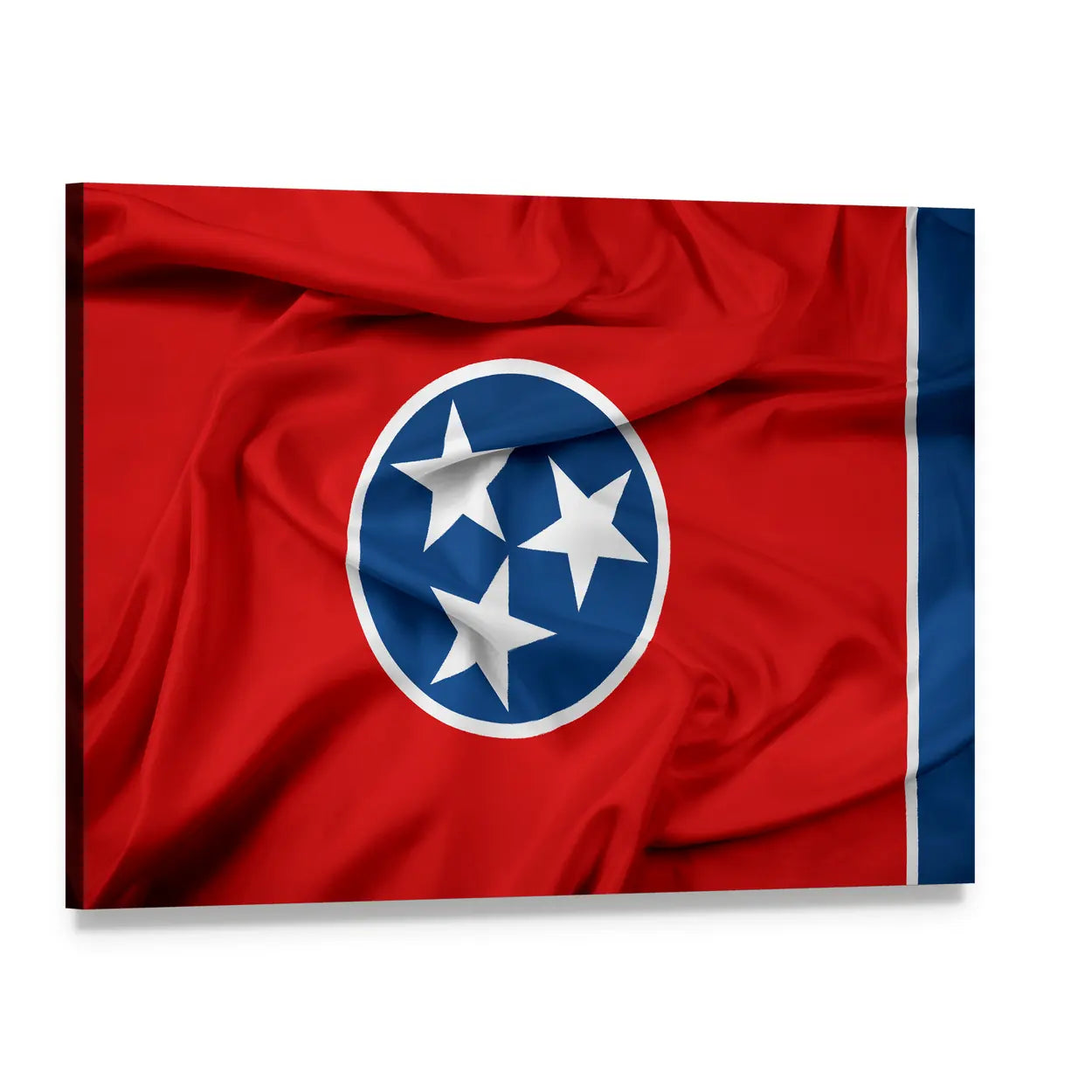 Waving Tennessee Flag Canvas Wall Art, single panel gallery wrapped canvas, angled product view