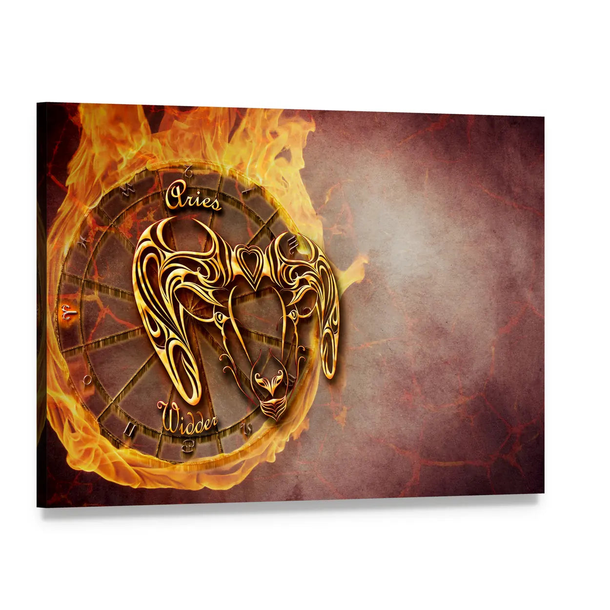 Aries Ram Zodiac Symbol Canvas Wall Art, single panel gallery wrapped canvas, angled product view