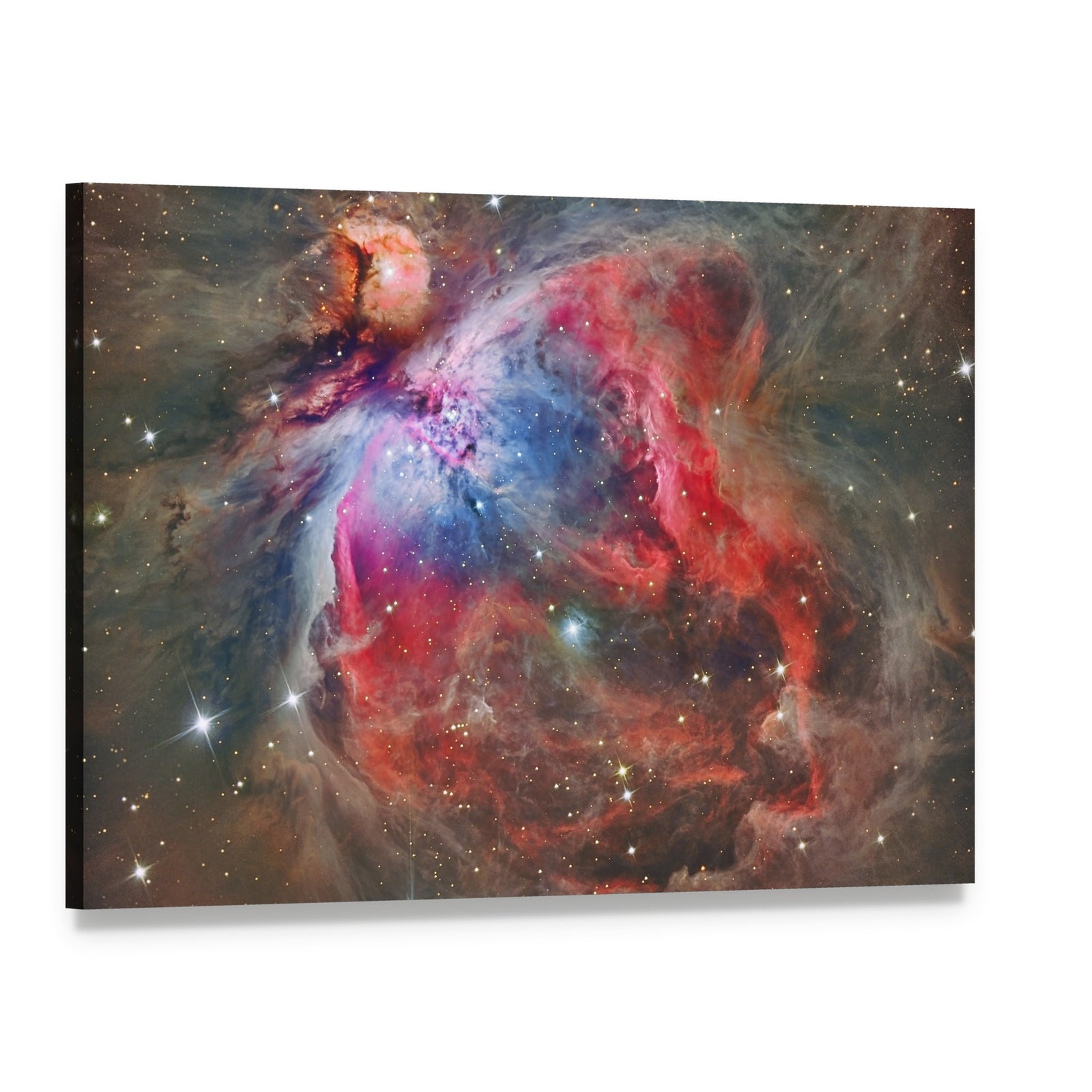 Orion Nebula Canvas Wall Art, single panel gallery wrapped canvas, angled product view