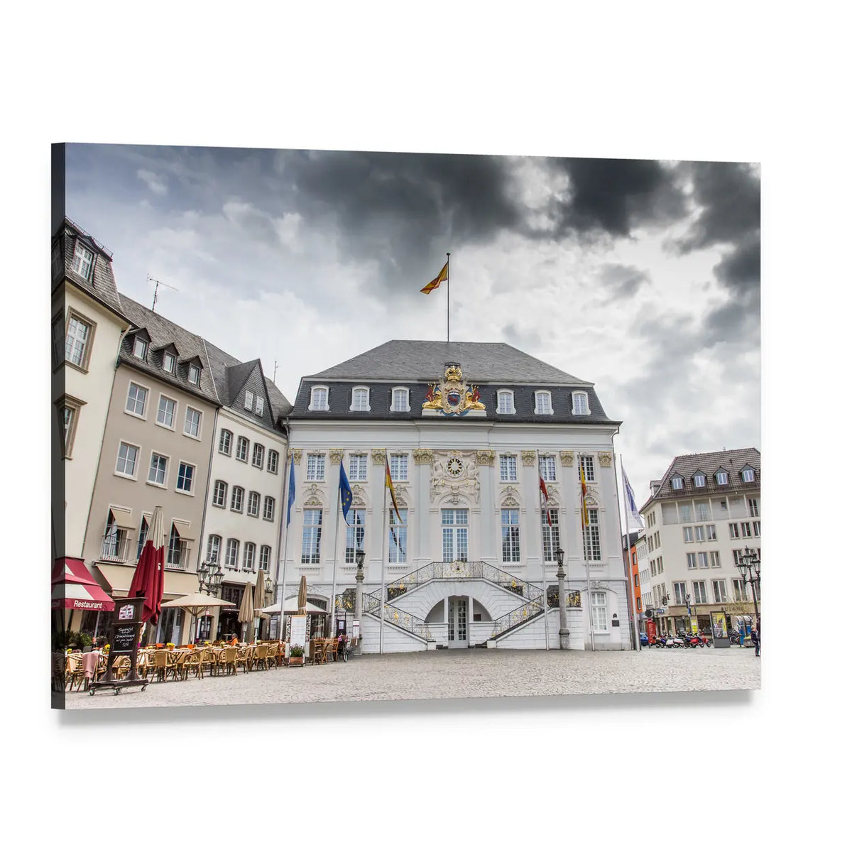 Bonn Town Hall Facade Canvas Wall Art, single panel gallery wrapped canvas, angled product view