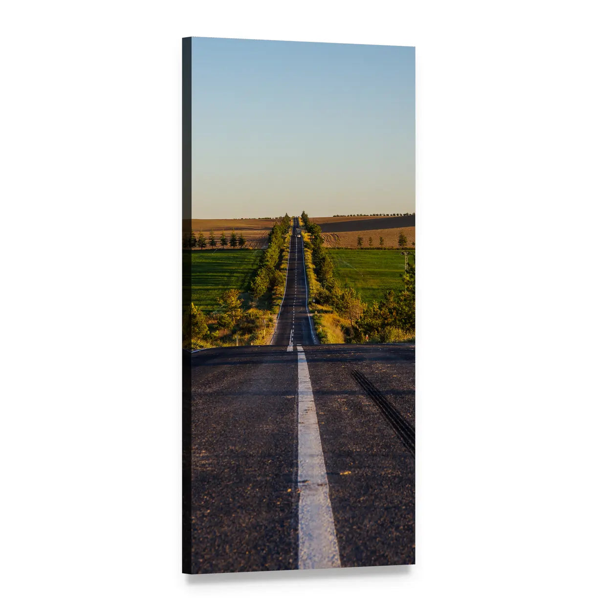 Summer Road in Isparta, Turkey Vertical Canvas Wall Art, 1 panel 1 Vertical layout gallery wrapped canvas set, angled product view