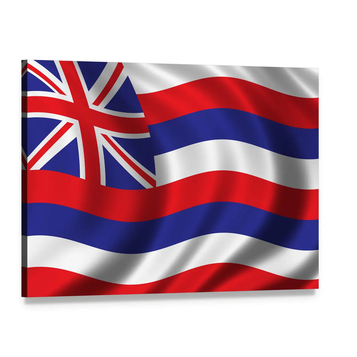 Waving Hawaii State Flag Canvas Wall Art, single panel gallery wrapped canvas, angled product view