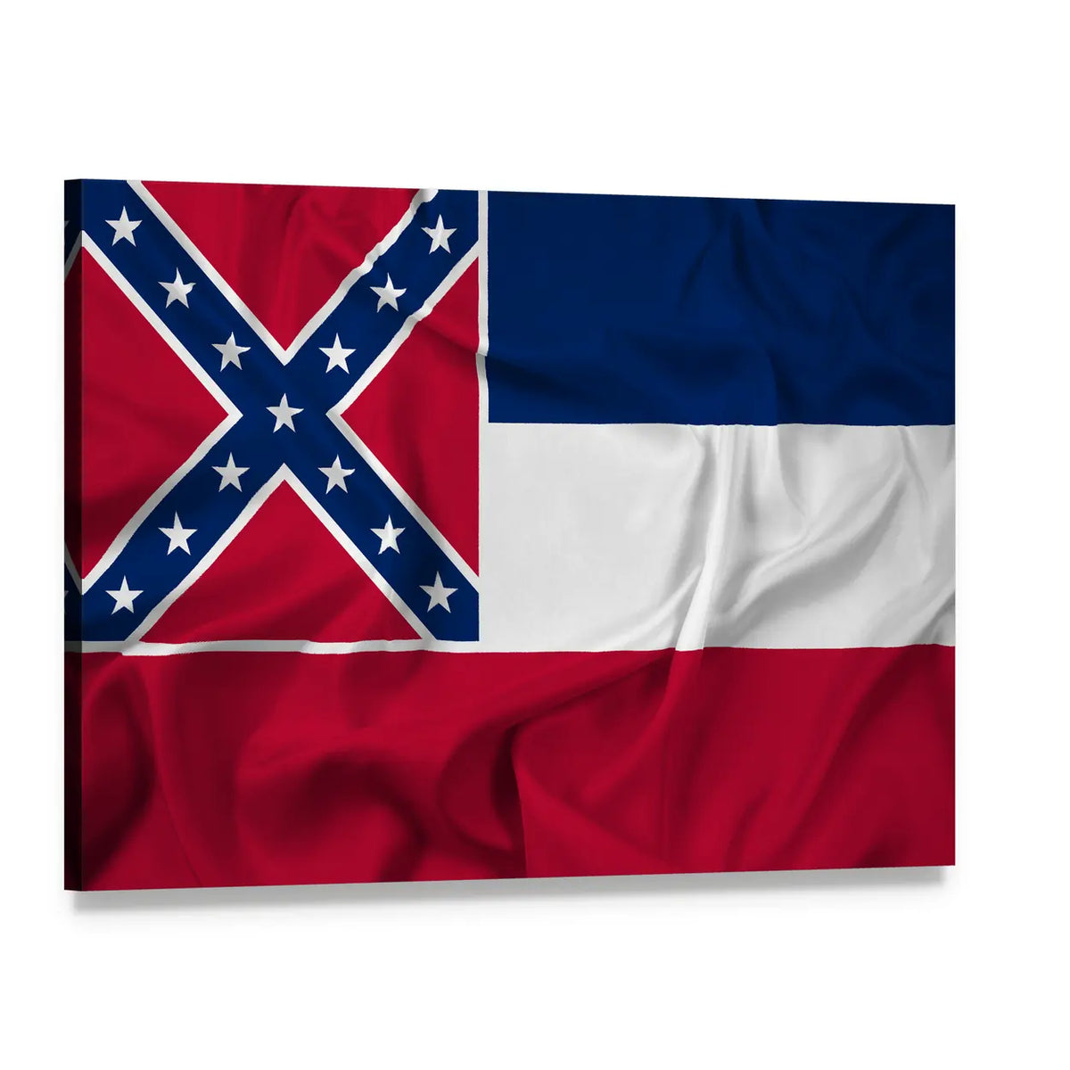 Waving 1894 Mississippi State Flag Canvas Wall Art, single panel gallery wrapped canvas, angled product view
