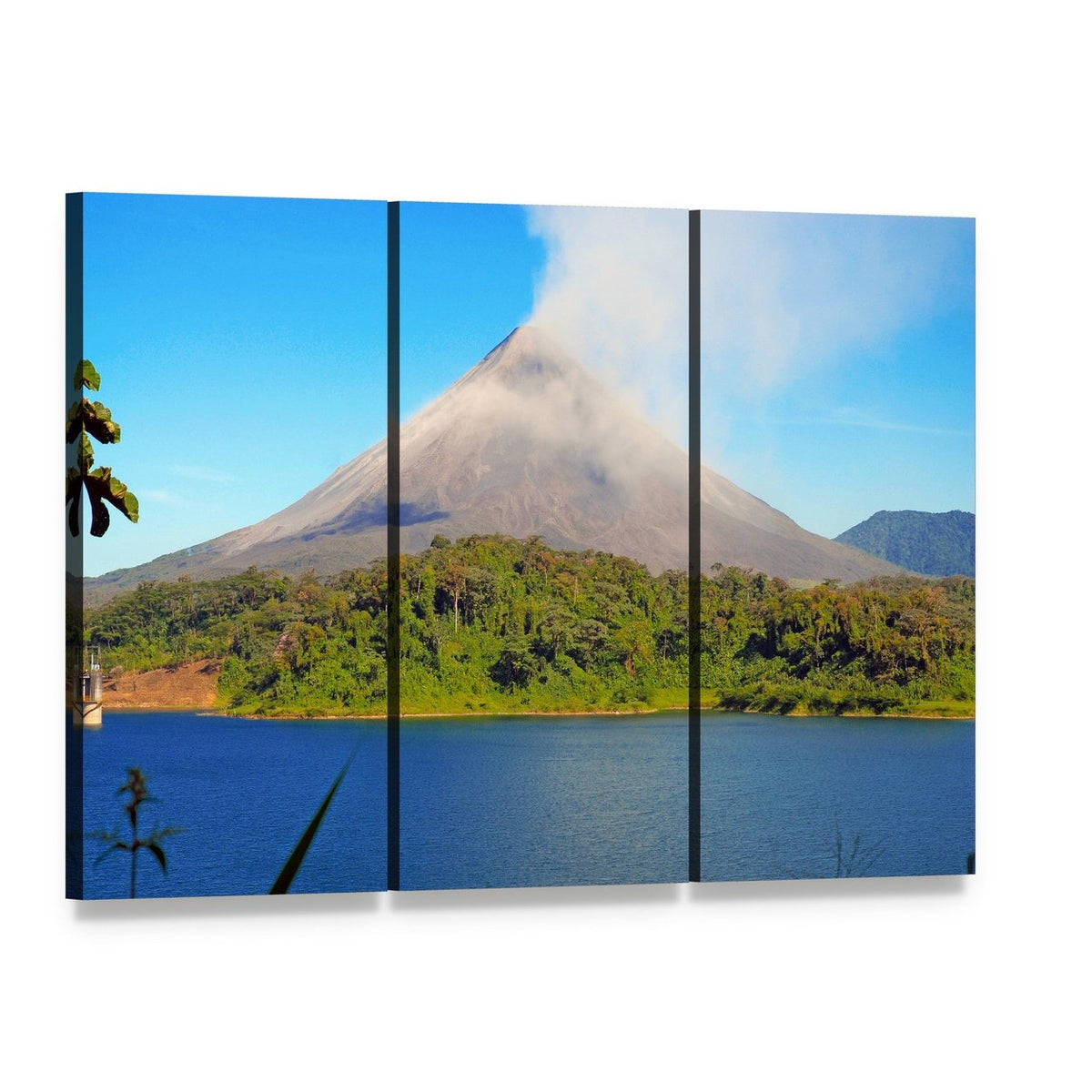 Arenal Volcano in Costa Rica Canvas Wall Art, 3 panel 3 Horizontal layout gallery wrapped canvas set, angled product view