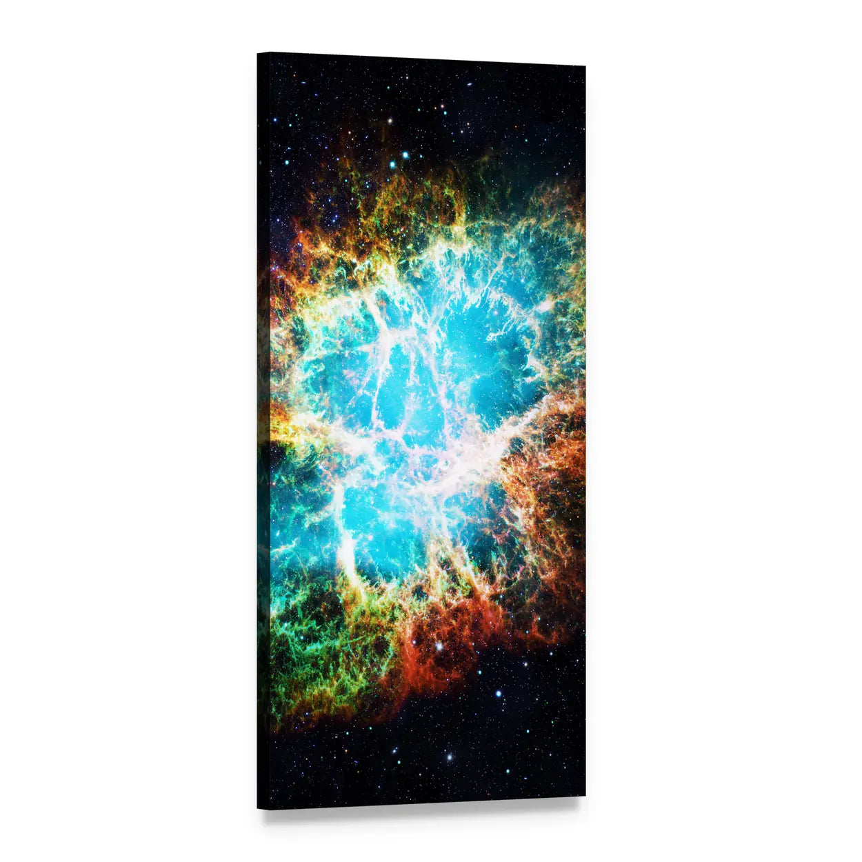 Crab Nebula Supernova Remnant Vertical Canvas Wall Art, 1 panel 1 Vertical layout gallery wrapped canvas set, angled product view