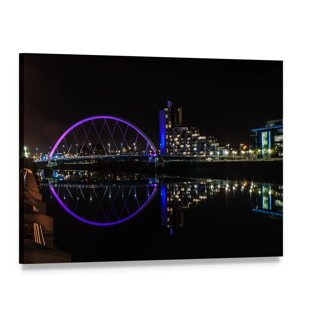 Clyde Arc Bridge at Night Canvas Wall Art, single panel gallery wrapped canvas, angled product view