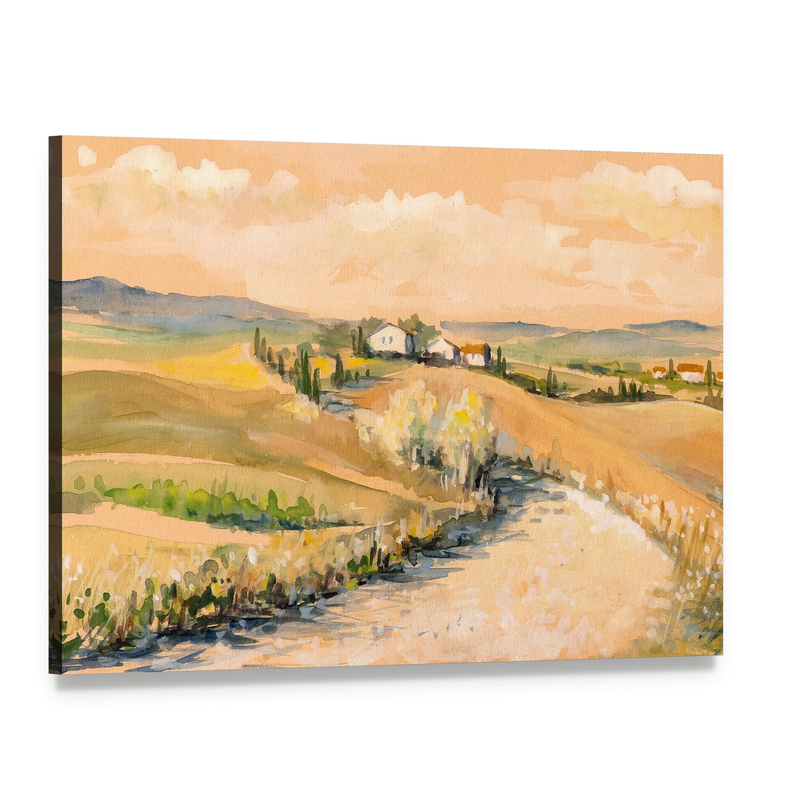 Tuscany Hill Canvas Wall Art, single panel gallery wrapped canvas, angled product view