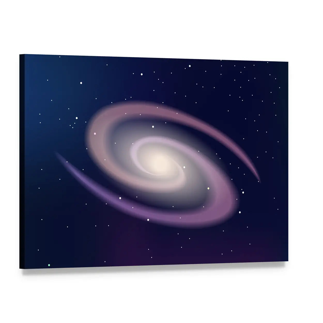 Dark Sky Spiral Galaxy Canvas Wall Art, single panel gallery wrapped canvas, angled product view