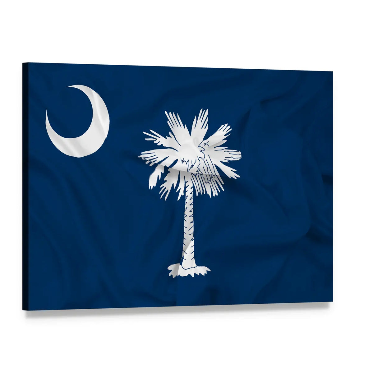 Waving South Carolina State Flag Canvas Wall Art, single panel gallery wrapped canvas, angled product view