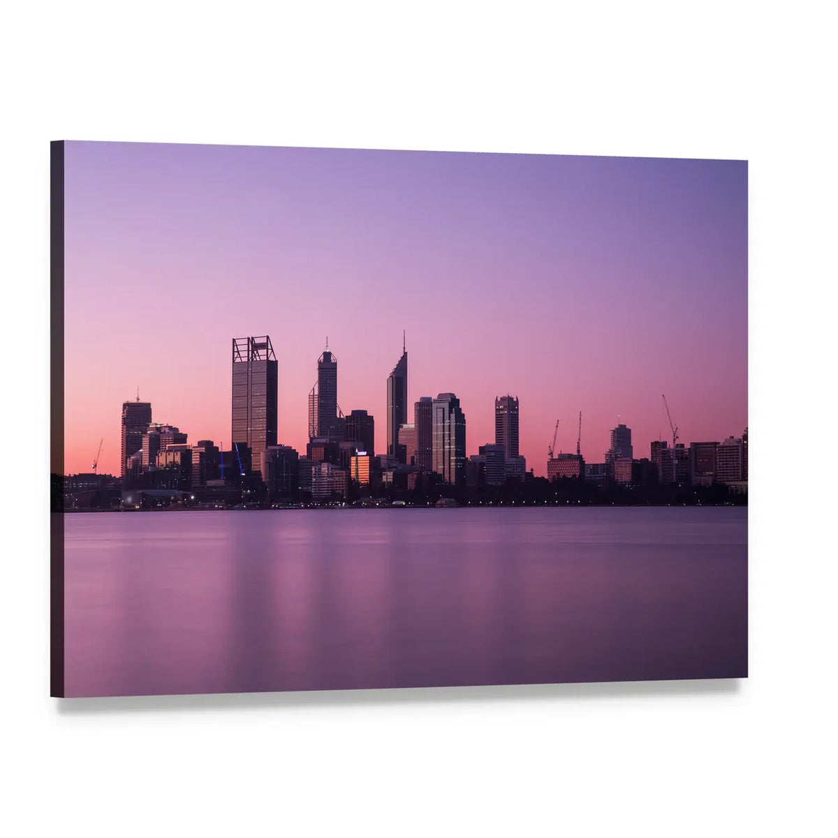 Perth Cityscape at Twilight Canvas Wall Art, single panel gallery wrapped canvas, angled product view