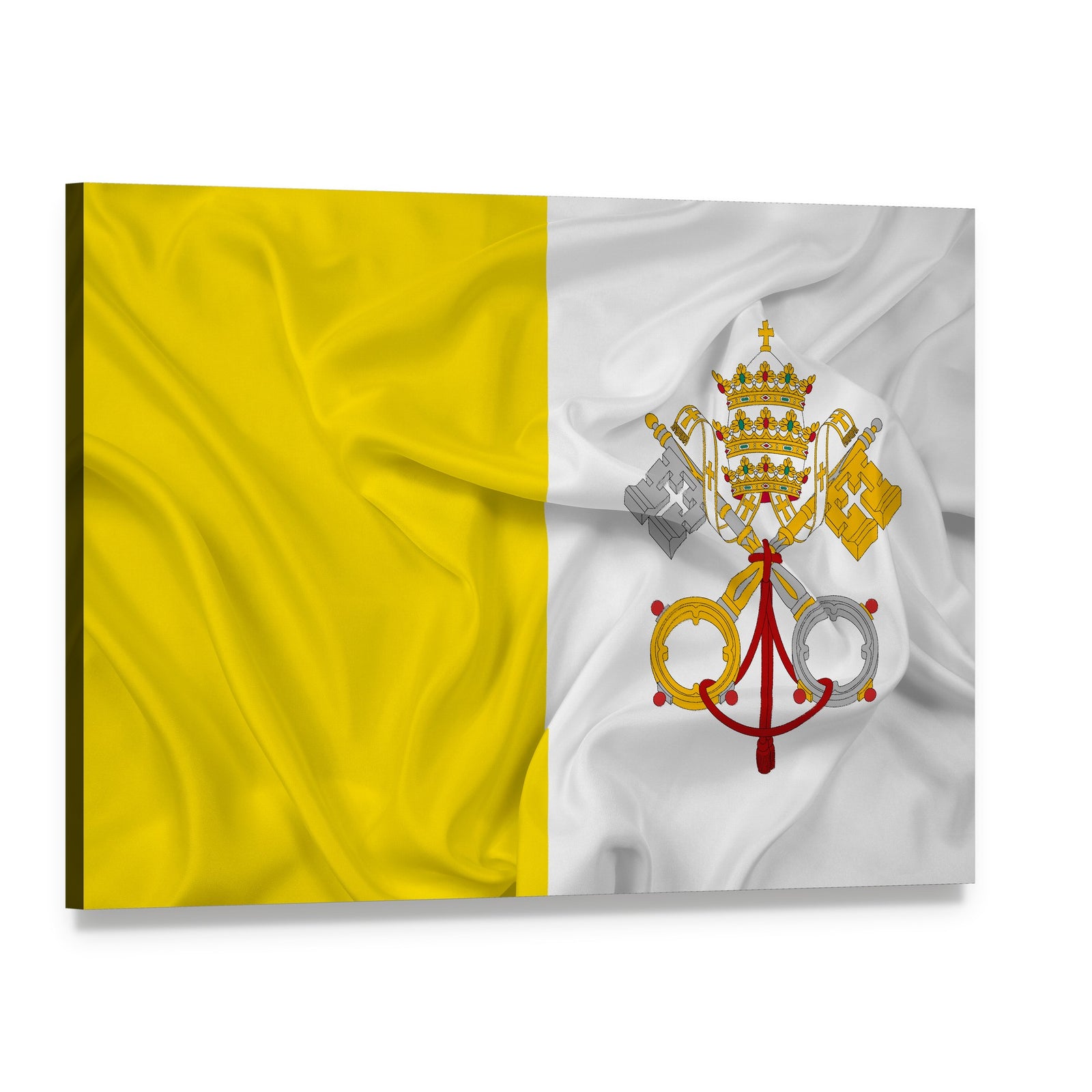 Waving Vatican City Flag Canvas Wall Art, single panel gallery wrapped canvas, angled product view
