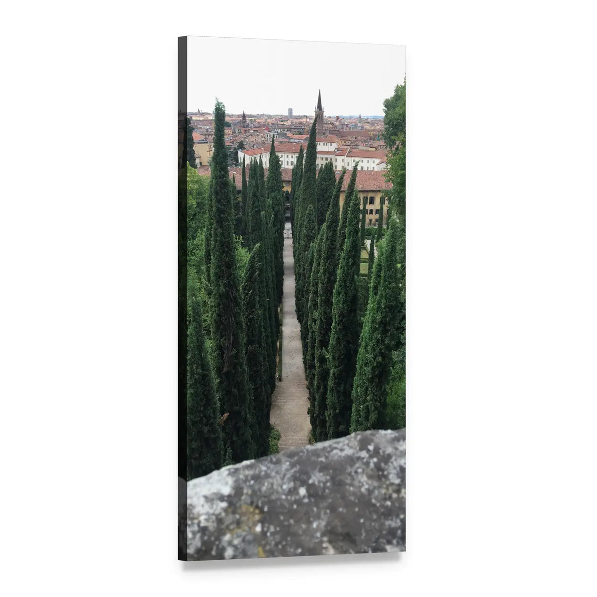 Giusti Garden Cypress-lined Path Vertical Canvas Wall Art, 1 panel 1 Vertical layout gallery wrapped canvas set, angled product view