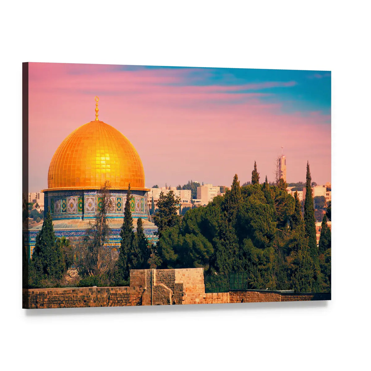Dome of the Rock, Jerusalem Canvas Wall Art, single panel gallery wrapped canvas, angled product view