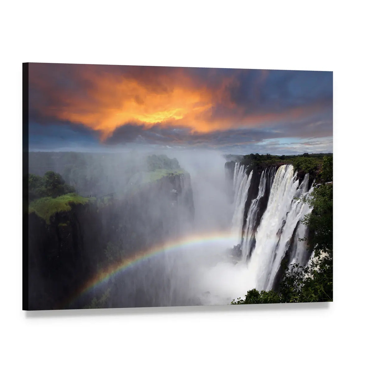Victoria Falls In Zambia Canvas Wall Art, single panel gallery wrapped canvas, angled product view