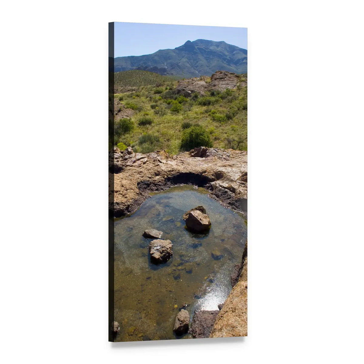 Mountain Range with Reflecting Pool Vertical Canvas Wall Art, 1 panel 1 Vertical layout gallery wrapped canvas set, angled product view