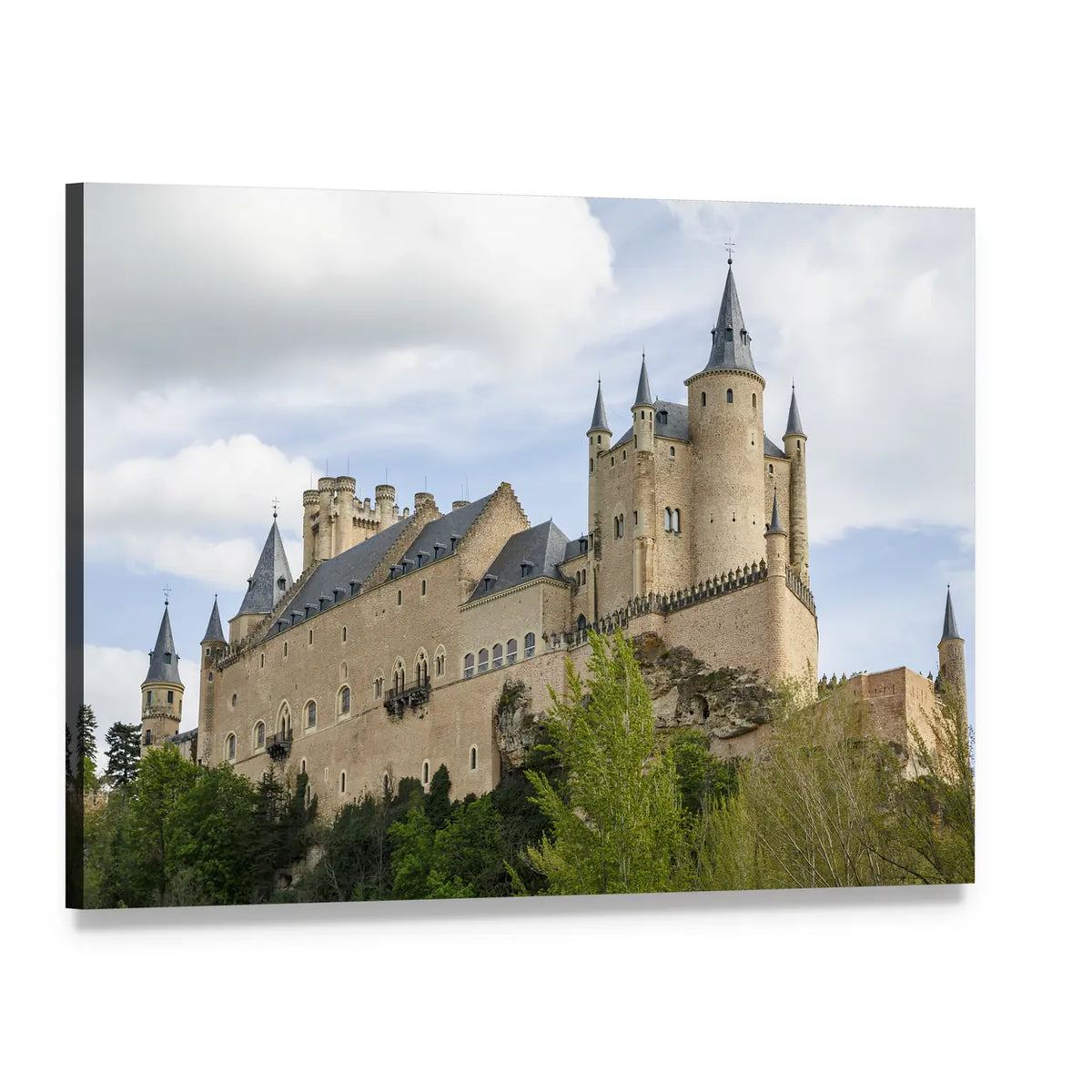 Alcazar of Segovia Castle Canvas Wall Art, single panel gallery wrapped canvas, angled product view