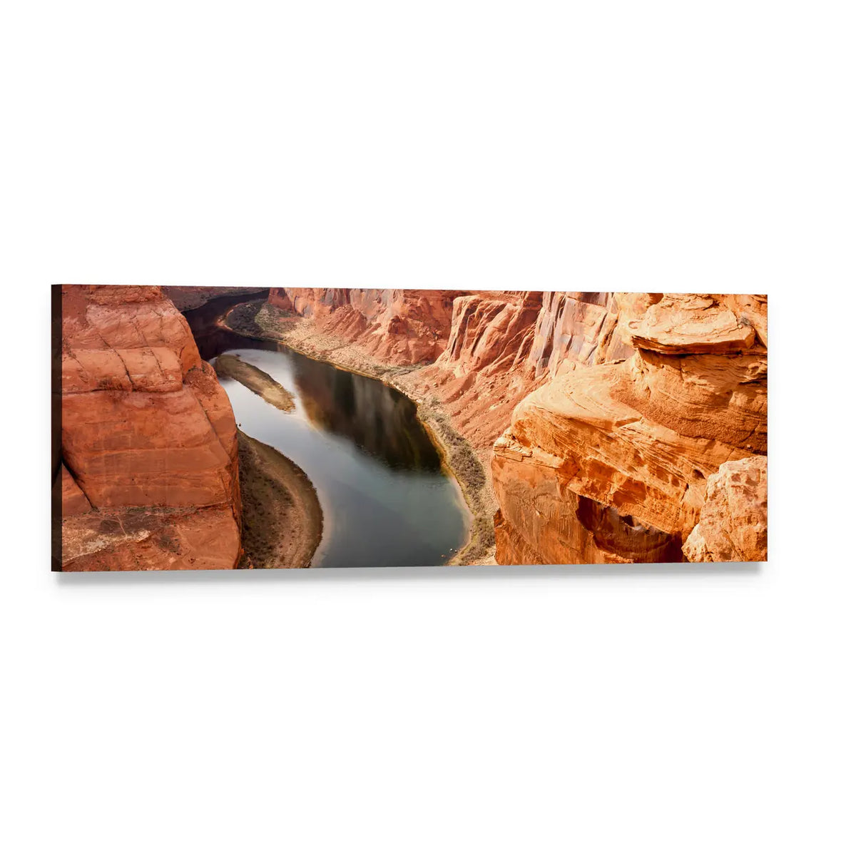 Colorado River Meanders Panoramic Canvas Wall Art, single panel gallery wrapped canvas, angled product view