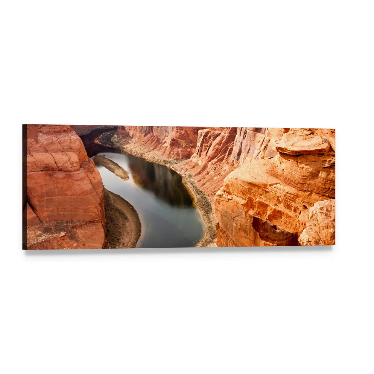 Colorado River Meanders Panoramic Canvas Wall Art, single panel gallery wrapped canvas, angled product view
