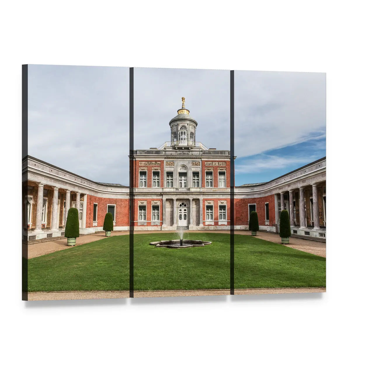 Marble Palace in Germany Canvas Wall Art, 3 panel 3 Horizontal layout gallery wrapped canvas set, angled product view