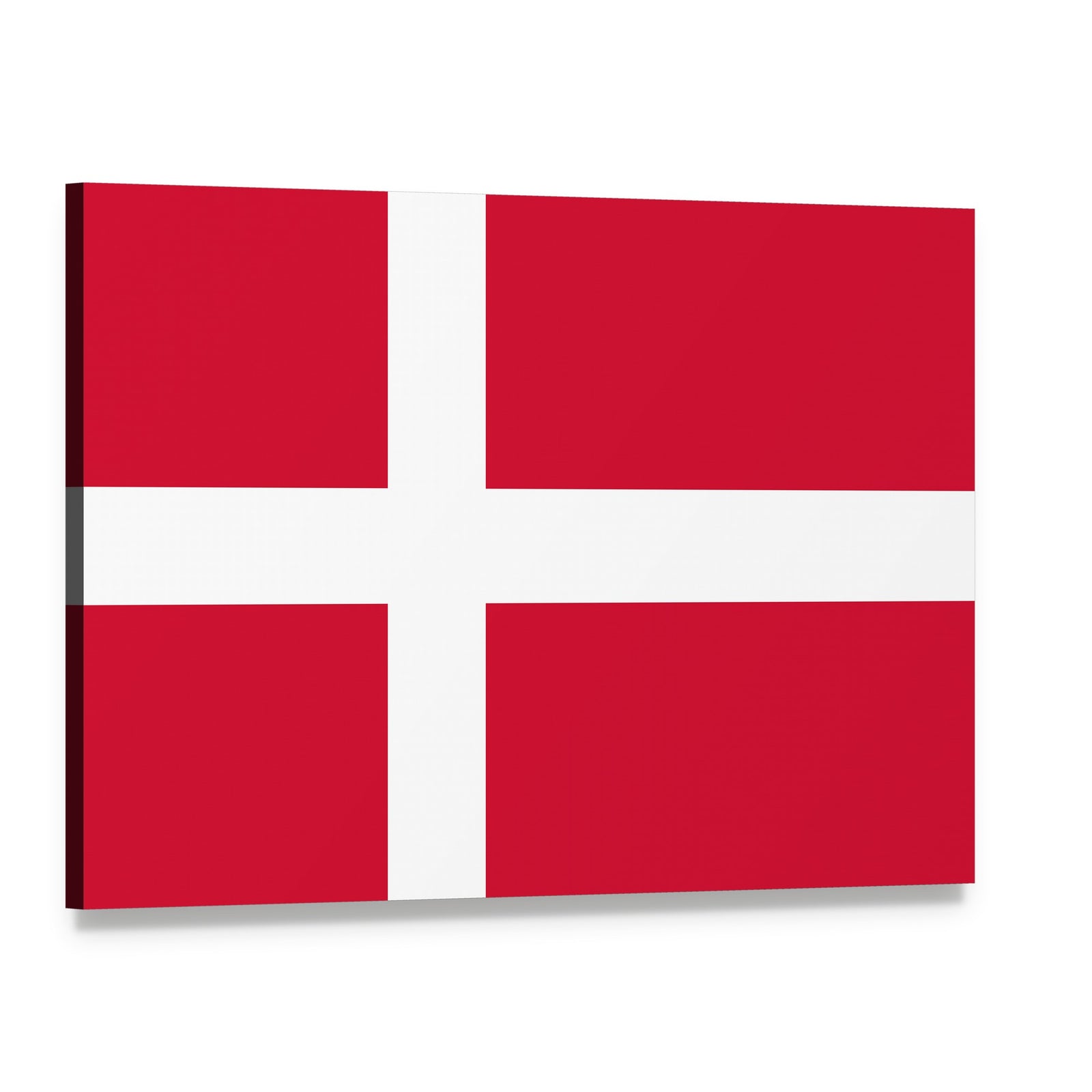 Danish Flag Canvas Wall Art, single panel gallery wrapped canvas, angled product view