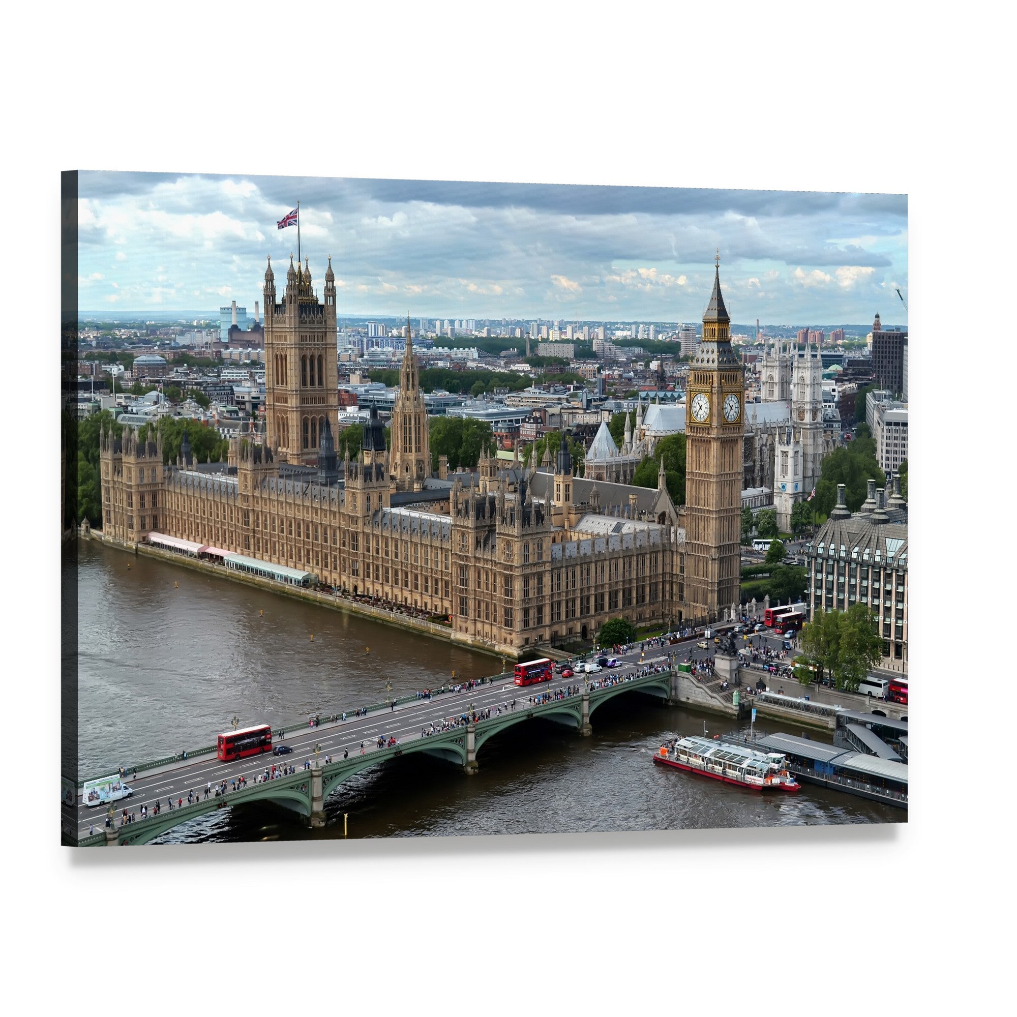 Palace of Westminster and Big Ben Canvas Wall Art, single panel gallery wrapped canvas, angled product view