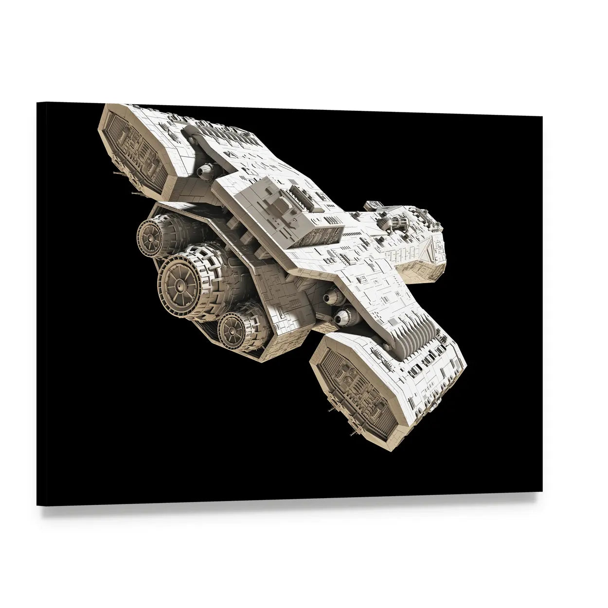 Futuristic Starship in Deep Space Canvas Wall Art, single panel gallery wrapped canvas, angled product view
