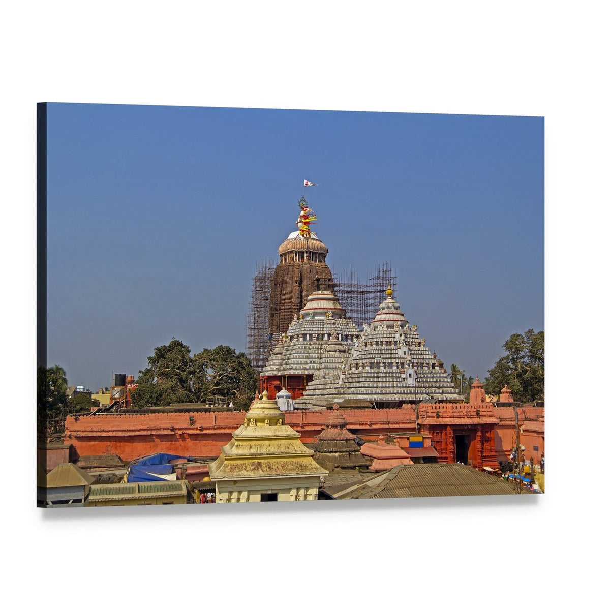 Krishna Jagannath Temple at Daytime Canvas Wall Art, single panel gallery wrapped canvas, angled product view