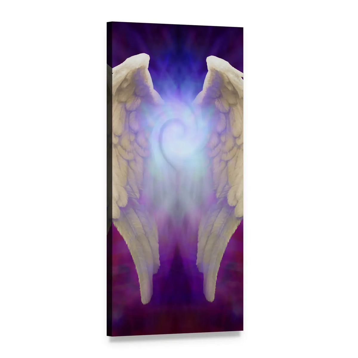 Symmetrical Angel Wings with Glowing Orb Vertical Canvas Wall Art, 1 panel 1 Vertical layout gallery wrapped canvas set, angled product view