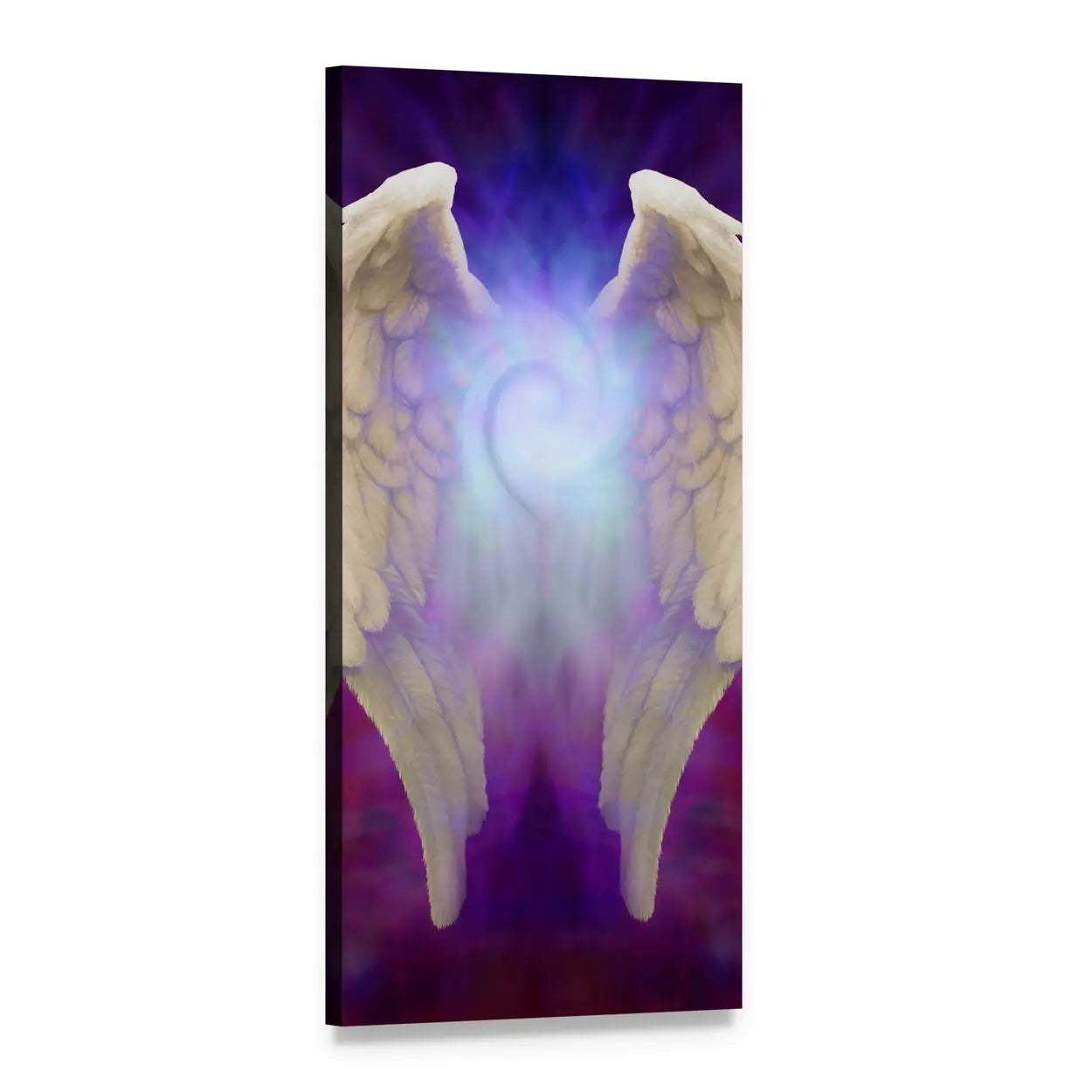 Symmetrical Angel Wings with Glowing Orb Vertical Canvas Wall Art, 1 panel 1 Vertical layout gallery wrapped canvas set, angled product view