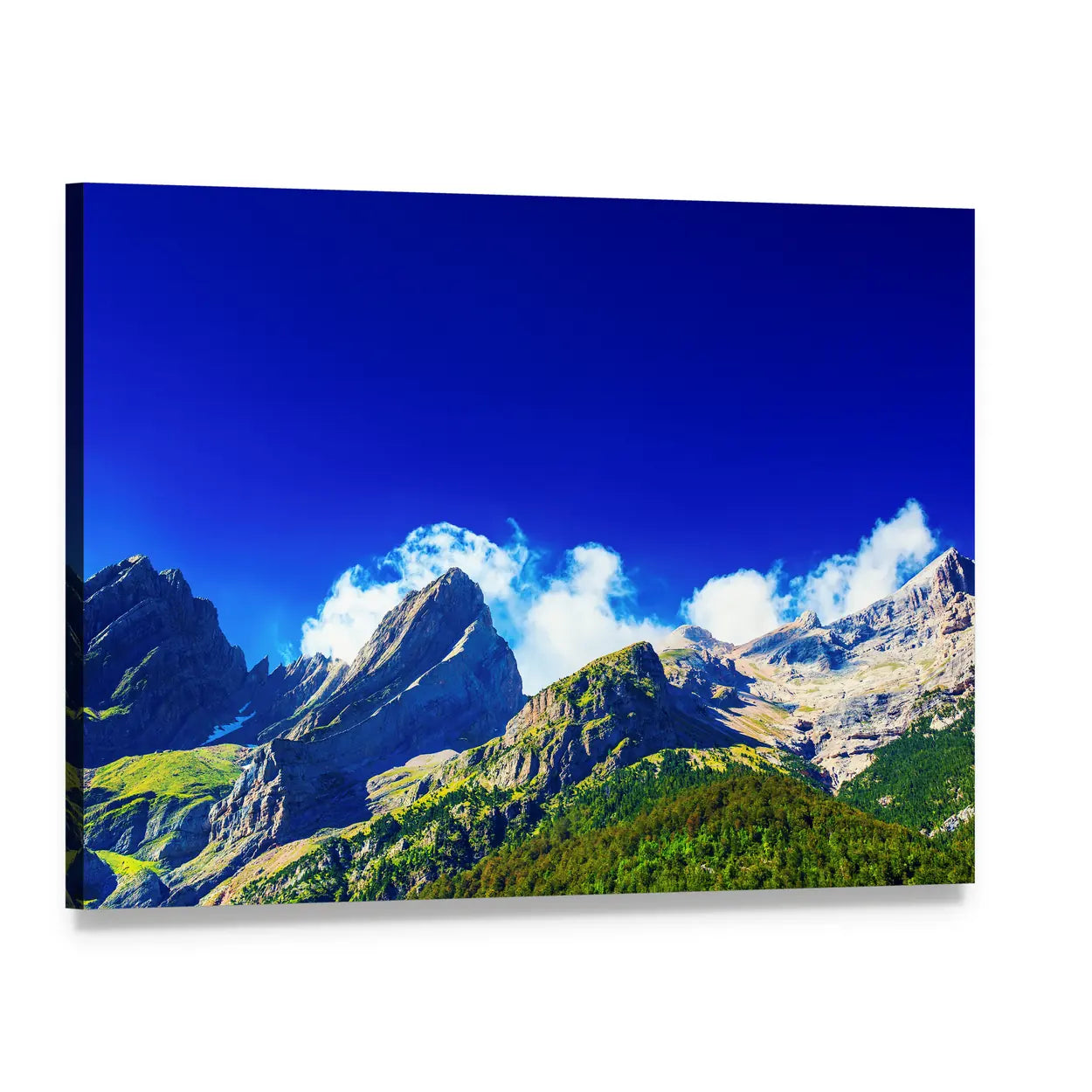 Pyrenees Mountains in Summer Canvas Wall Art, single panel gallery wrapped canvas, angled product view