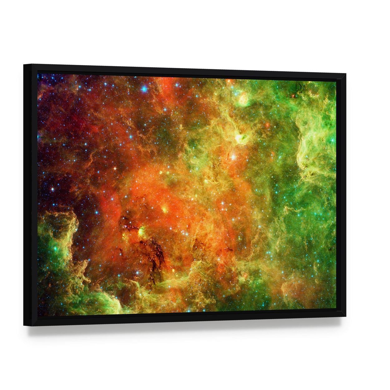 Pelican Nebula Canvas Wall Art, framed canvas in a black floater frame, angled product view