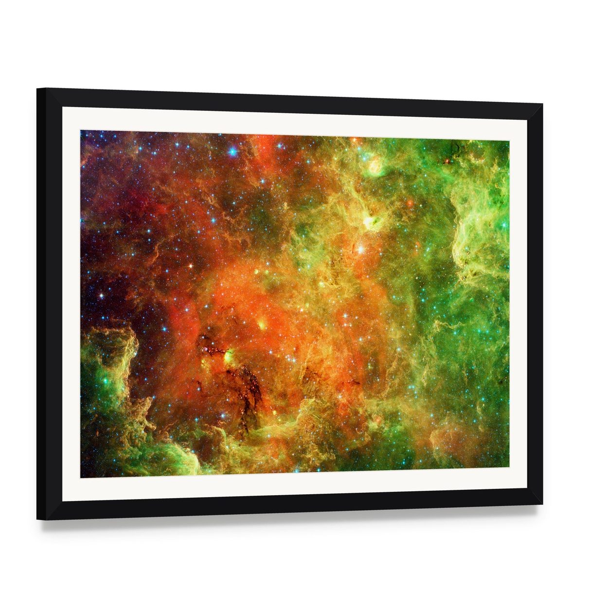 Pelican Nebula Canvas Wall Art, framed print with white mat and black frame, angled product view